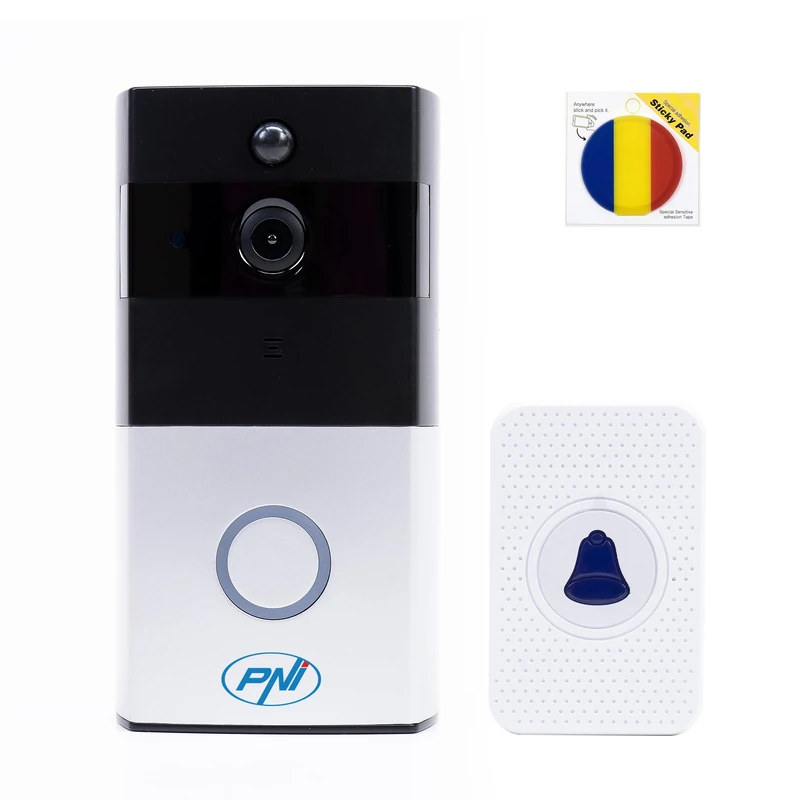 PNI SafeHome PT710B WiFi HD P2P Smart Video Door Intercom Pack + Adhesive Pad Flag - Image 1
