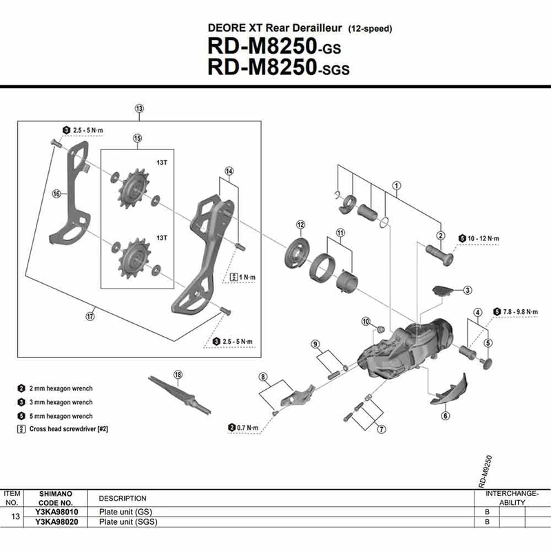 Shimano Plate Unit GS Type - RD-M8250-GS Bike Derailleur Component