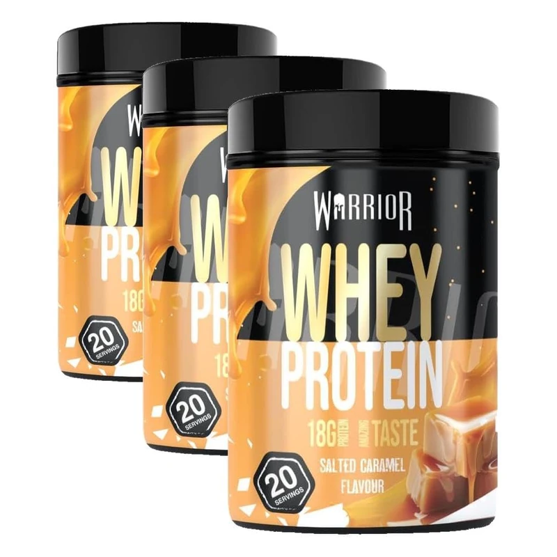 Warrior Whey Protein Powder 500g, 20 Servings – High Protein Shake Supplement for Muscle Growth, Recovery & Weight Loss – Low Sugar, Low Carb, Gluten Free Meal Replacement Shake – Salted Caramel