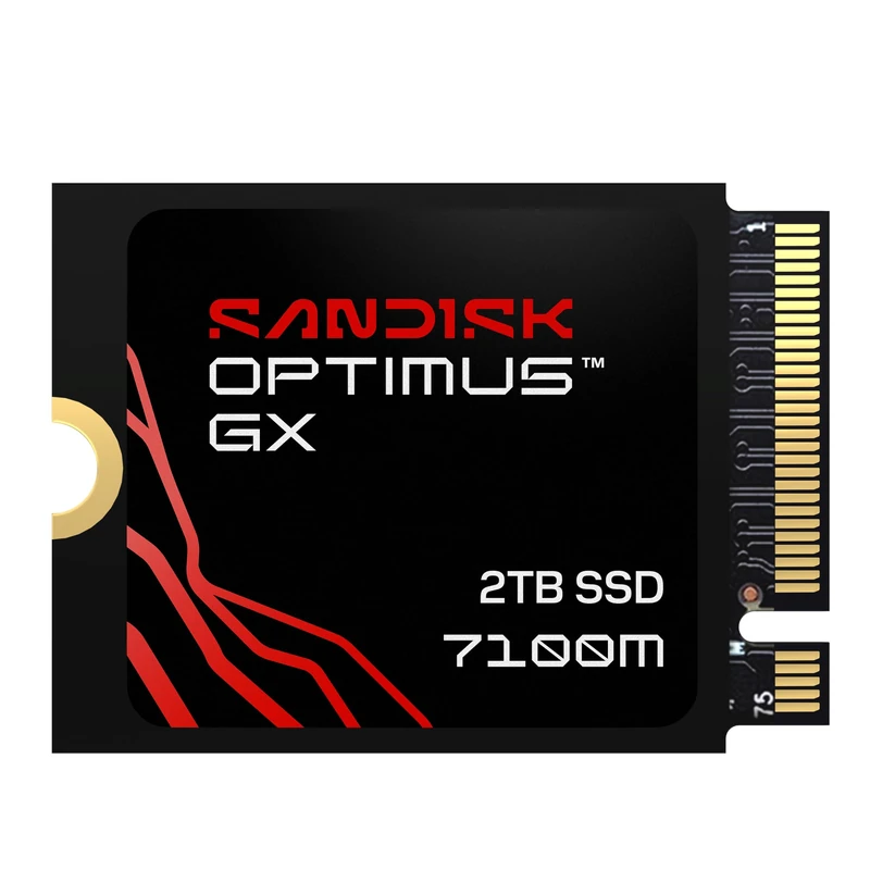 SANDISK Optimus GX 7100M NVMe SSD 2TB (Up to 7,250/6,900 MB/s Read/Write speeds, M.2 2230, PCIe 4.0, for compatible Steam Deck, MSI Claw, Microsoft Surface, or Dell laptop)