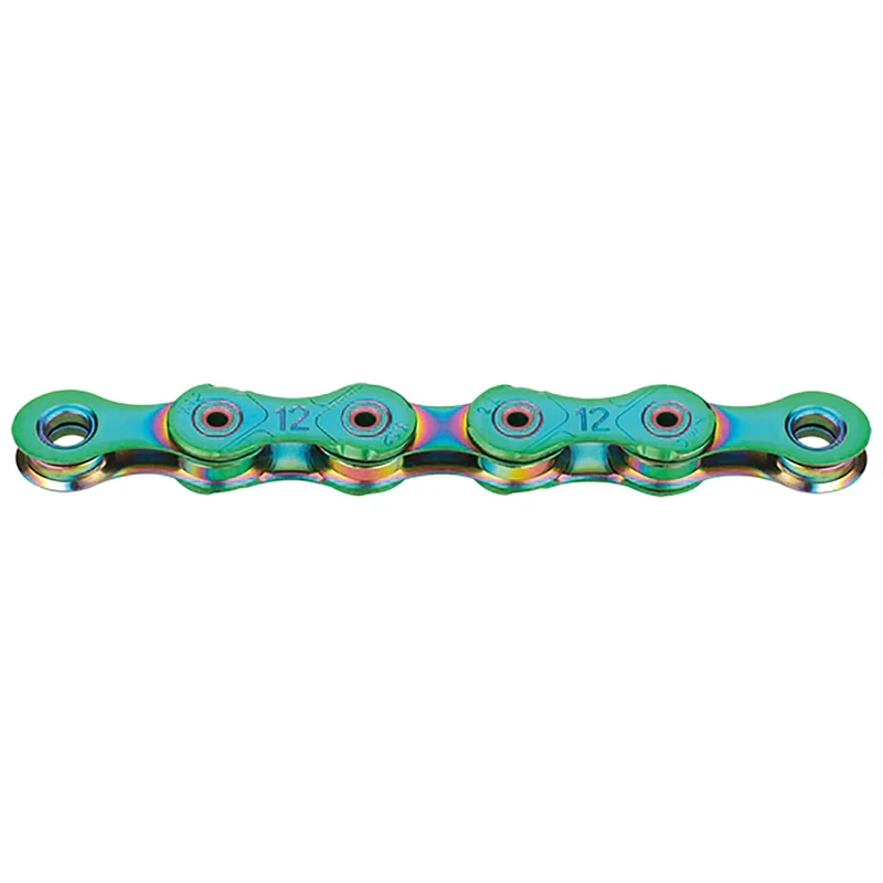 KMC X12L Waxed Chain – 12‑Speed Lightweight Chain with GO Wax Treatment, Double X‑Bridge, Hollow Pins & MissingLink – Compatible with Shimano & Campagnolo 12‑Speed - Aurora Green