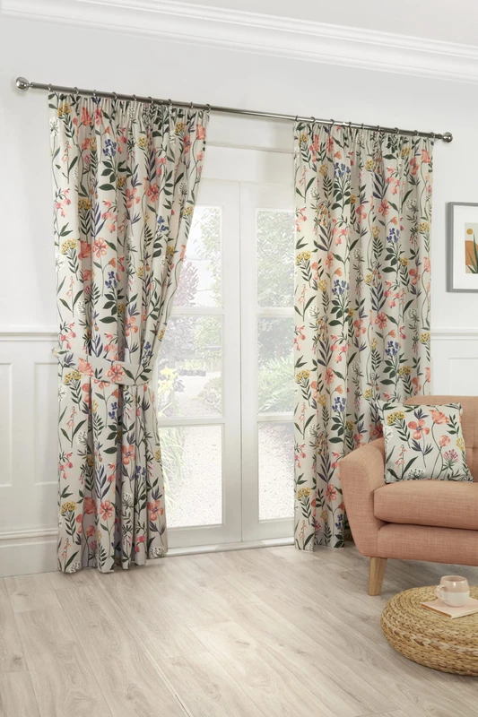 Sundour Meadow Fully Lined Floral Pencil Pleat Curtains Multi 90x90