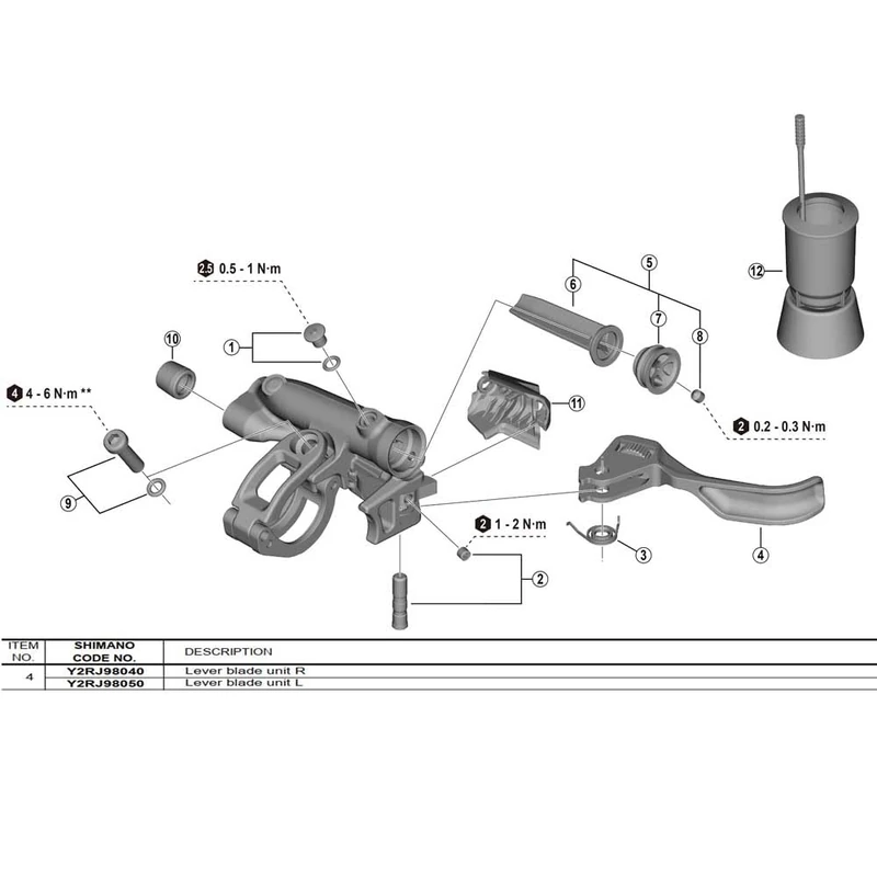 Shimano R.H. Lever Member Unit - BL-M9220 Bike Shifter