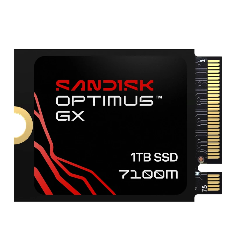 SANDISK Optimus GX 7100M NVMe SSD 1TB (Up to 7,250/6,900 MB/s Read/Write speeds, M.2 2230, PCIe 4.0, for compatible Steam Deck, MSI Claw, Microsoft Surface, or Dell laptop)