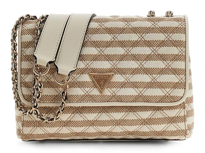 GUESS cross body bag shoulder bag Giully II 2 Compartment Convertible Flap Taupe Multi