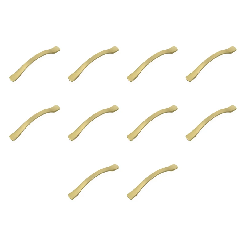 Amig - Pack of 10 Cabinet Handles - 128 mm - Brushed Gold - Made of Zamak - for Kitchen and Bathroom Drawers and Cabinets with Modern Decorative Style - Mod. 833