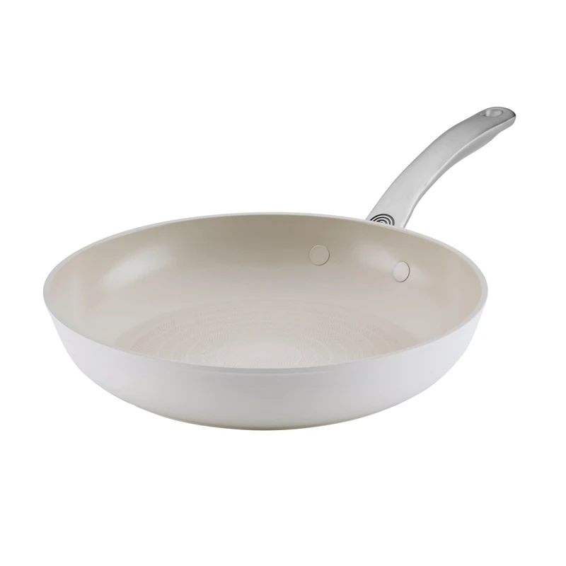 Circulon Halo with LaserDefense 25cm Induction Hob Ceramic Non Stick Frying Pan – Made Without PFAS, Non Toxic Ceramic Cookware, Dishwasher & Oven Safe - Pearl White
