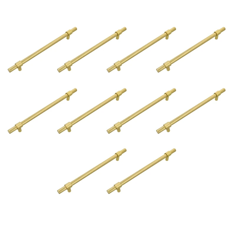 Amig - Pack of 10 Cabinet Handles - 192 mm - Brushed Gold Color - Made of Stainless Steel - for Modern Decorative Kitchen and Bathroom Furniture - Mod. 836 - Image 1