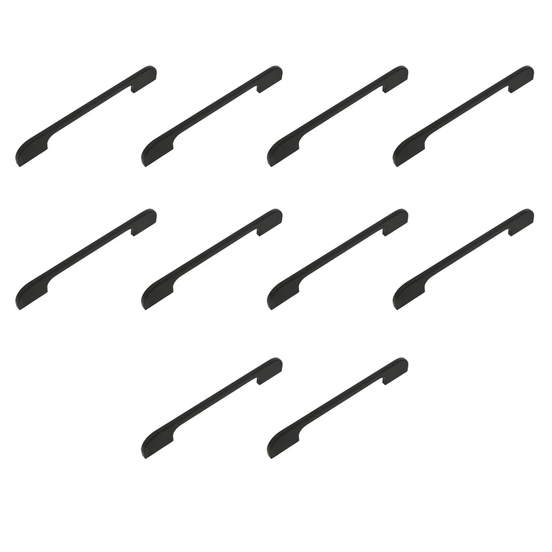 Amig - Pack of 10 Cabinet Handles - 160/192 mm - Matte Black - Made of Zamak - for Kitchen and Bathroom Drawers and Cabinets with Modern Decorative Style and Comfortable Use - Mod. 842