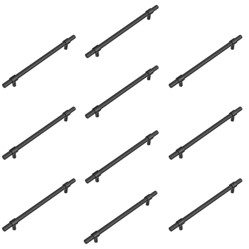 Amig - Pack of 10 Cabinet Handles - 192 mm - Matte Black - Made of Stainless Steel - for Kitchen and Bathroom Furniture - Mod. 836 - Image 1