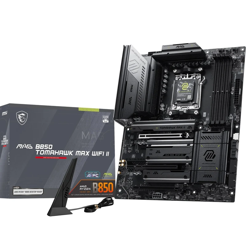 MSI MAG B850 TOMAHAWK MAX WIFI II Motherboard - Supports AMD Ryzen 9000/8000 / 7000 Processors, AM5-80A SPS VRM, DDR5 Memory Boost (up to 8400+ MT/s OC), PCIe 5.0 x16, M.2 Gen5, Wi-Fi 7, 5G L
