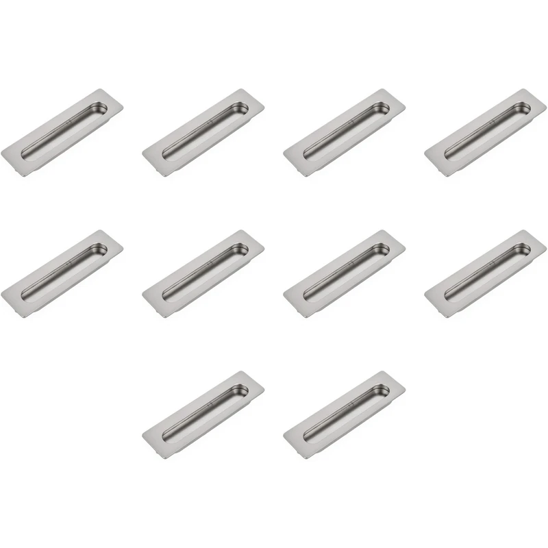 Amig - Pack of 10 Cabinet Handles - 128 mm - Brushed Nickel Color - Made of Zamak - for Kitchen and Bathroom Drawers and Cabinets with Decorative Modern Style - Mod. 847
