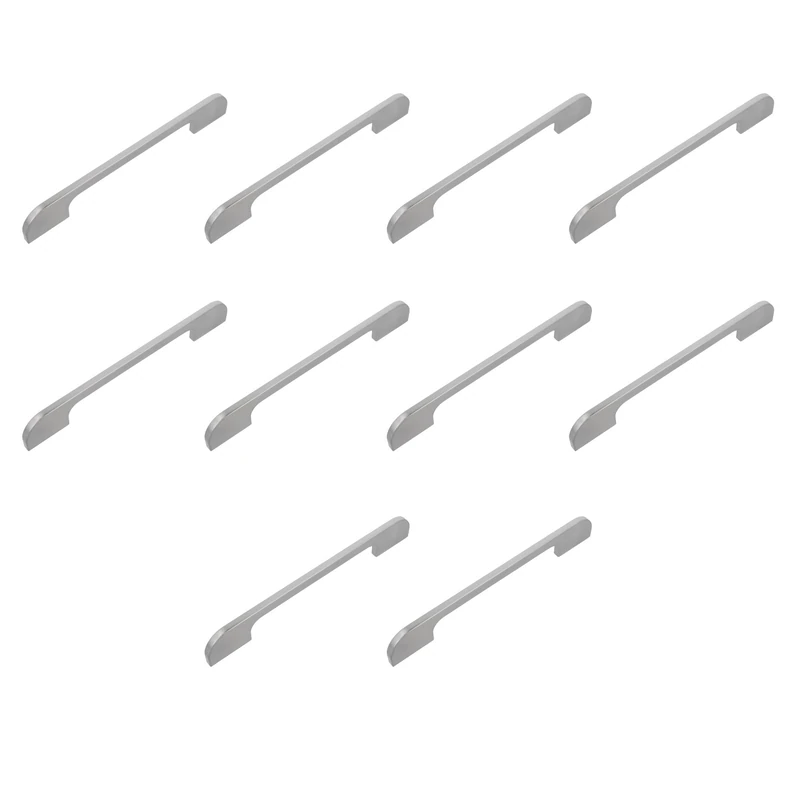 Amig - Pack of 10 Cabinet Handles - 160/192 mm - Brushed Nickel Color - Made of Zamak - for Kitchen and Bathroom Drawers and Cabinets with Decorative Modern Style - Mod. 842