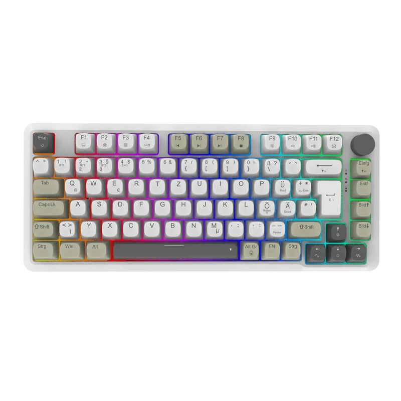 İnca IKG-455 Wireless Gaming Keyboard, Grey Hot Swappable Switches, 4000mAh Battery, Tri-Mode (Bluetooth/2.4GHz/USB-C), Waterproof Mounting Design, PBT Keys, RGB Lighting