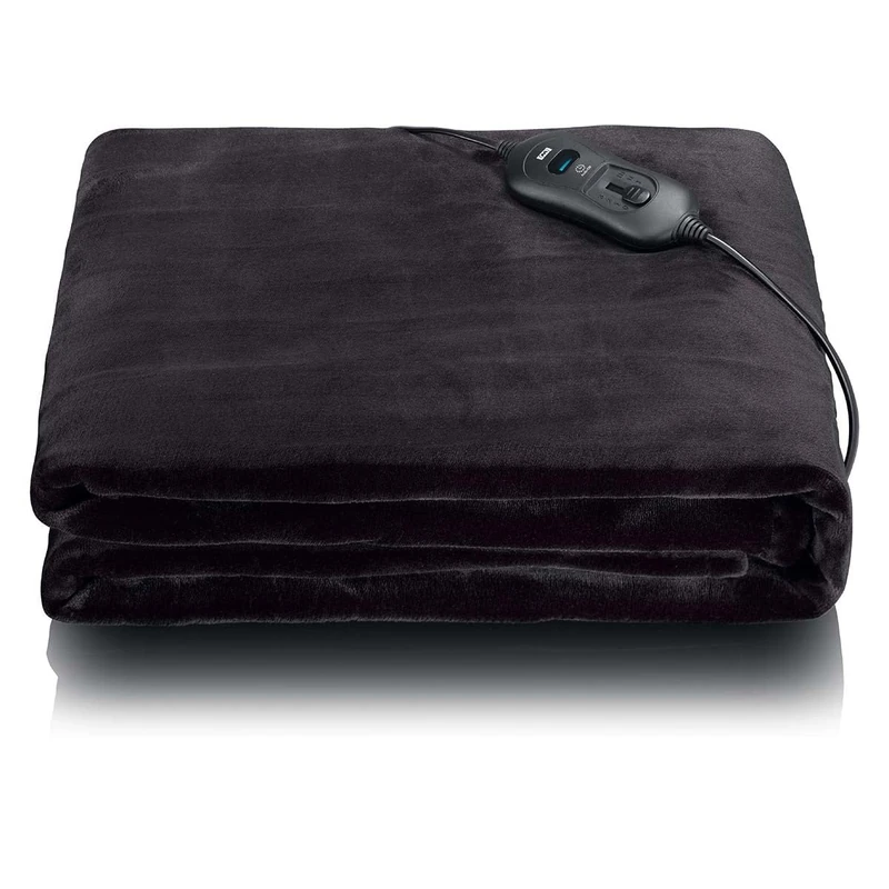 Melissa Electric Heated Blanket, Large Flannel Fleece Overblanket with 3 Heat Settings, 3 Hour Auto Shut-off, Machine Washable, 120W, 180 x 130 cm - Black