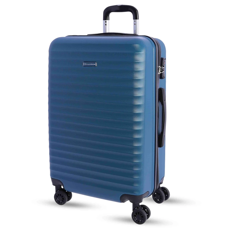 Don Algodon Medium Suitcase 23 kg | Rigid Travel Suitcase with 4 Double Wheels 360º, TSA Lock and Telescopic Handle | Waterproof Luggage for Airplane Travel, Blue, Mediano, Classic