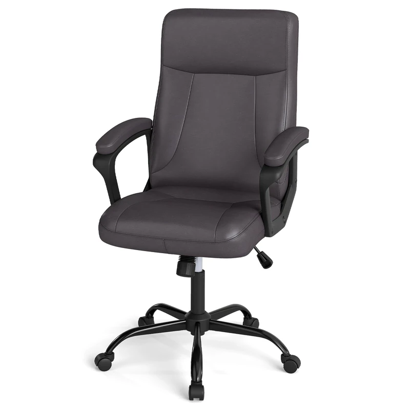 CASART Executive Office Chair, 353LBS Big and Tall Leather Like Computer Chair with Rocking Backrest, Upholstered Armrests & Wheels, Height Adjustable Swivel Desk Chair for Home Office (Brown)