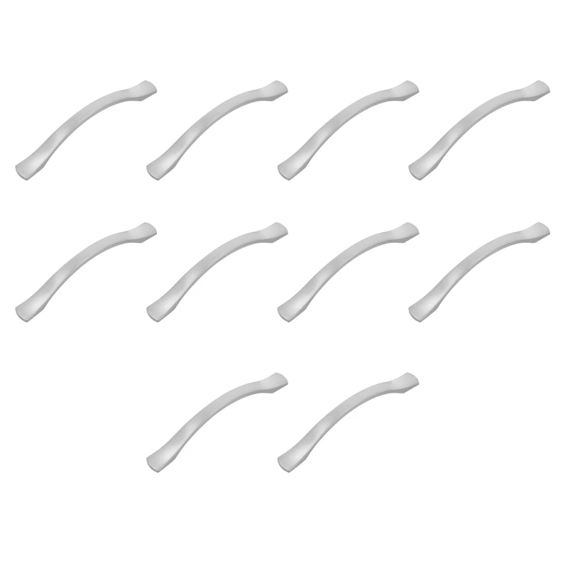 Amig - Pack of 10 Cabinet Handles - 128 mm - Brushed Nickel Color - Made of Zamak - for Kitchen and Bathroom Drawers and Cabinets with Decorative Modern Style - Mod. 833 - Image 1