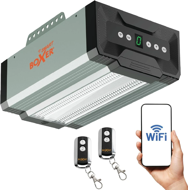 Boxer 4000 Premium® Wi-Fi Garage Door Opener 800N, Tuya App Control (iOS/Android), 3m Rail, Up to 13m² / 100kg, Auto Light, Obstacle Stop, Includes 2 Remote Controls