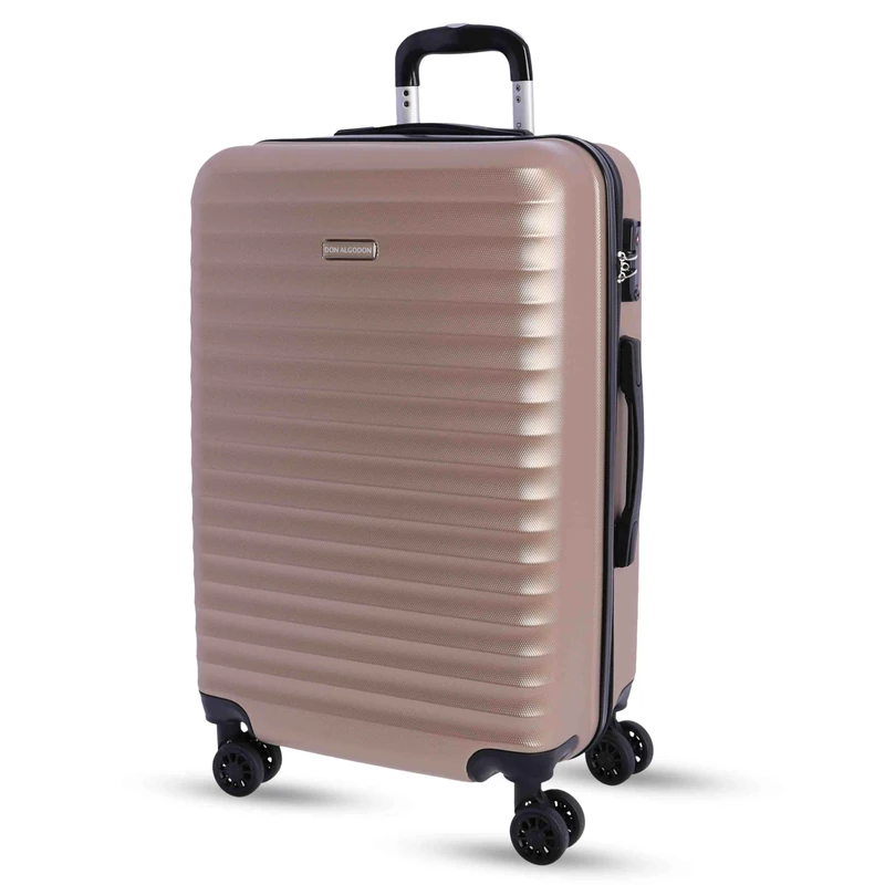Don Algodon Medium Suitcase 23 kg | Rigid Travel Suitcase with 4 Double Wheels 360º, TSA Lock and Telescopic Handle | Waterproof Luggage for Airplane Travel, Champagne, Classic