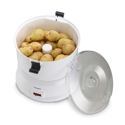 Melissa Electric Potato Peeler, 1000g Capacity, 85W Motor, 2-4 Minute Peeling Cycle, Safety Switch, Dishwasher Safe Parts - White