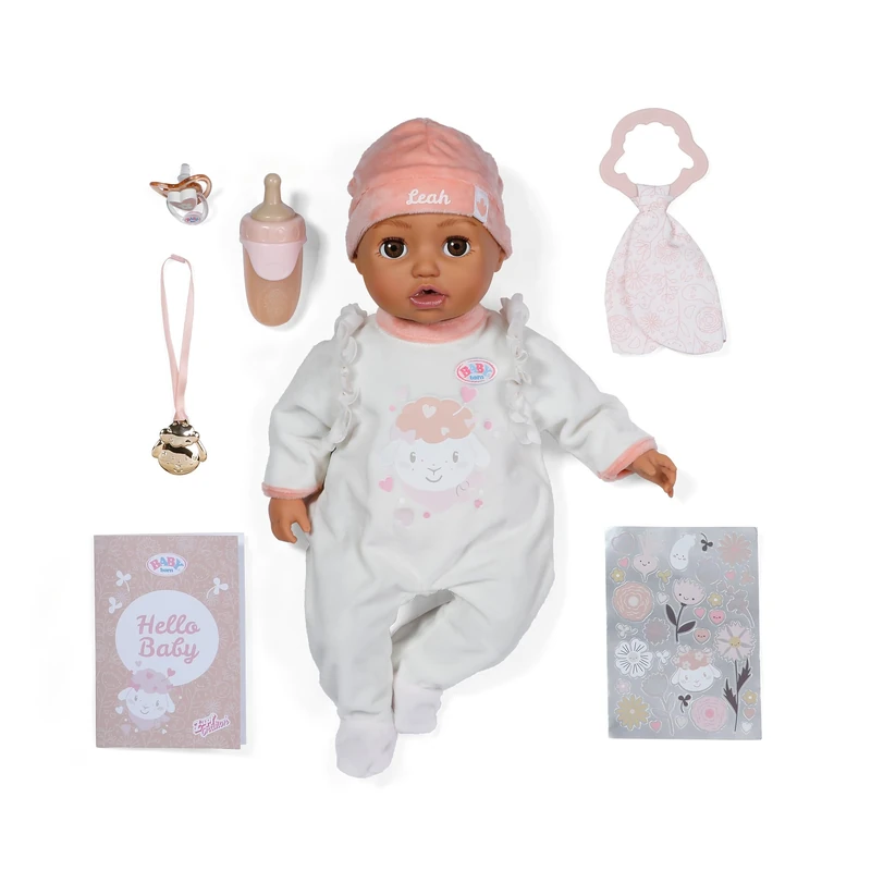 BABY born Leah 43cm, soft doll with 7 electronic functions and sound for children from 3 years, incl. Accessories