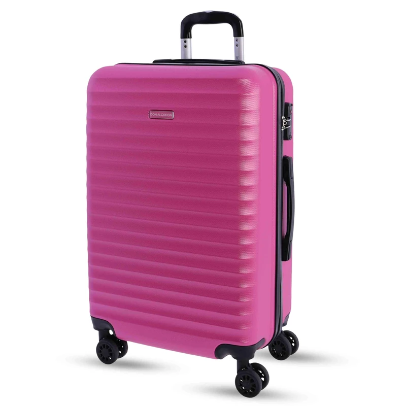 Don Algodon Medium Suitcase 23 kg | Rigid Travel Suitcase with 4 Double Wheels 360º, TSA Lock and Telescopic Handle | Waterproof Luggage for Airplane Travel, Pink, Classic