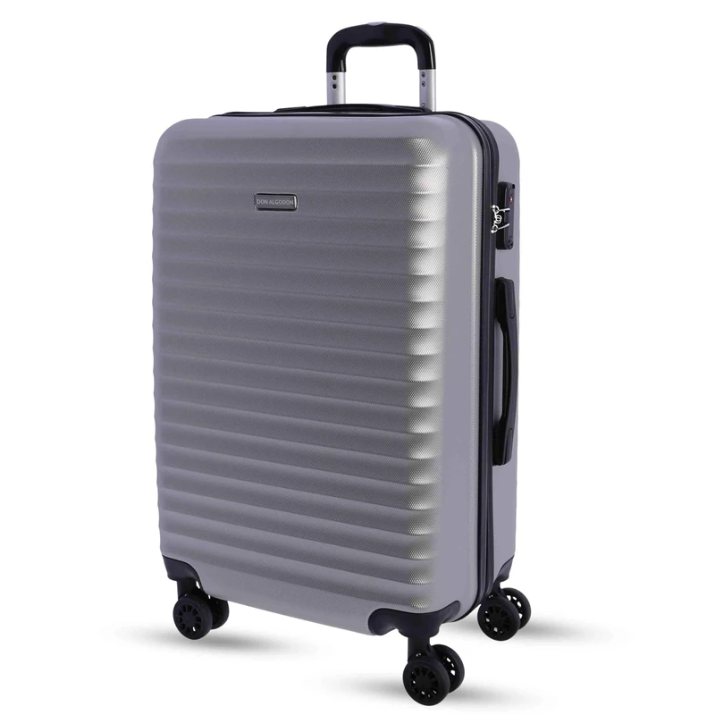 Don Algodon Medium Suitcase 23 kg | Rigid Travel Suitcase with 4 Double Wheels 360º, TSA Lock and Telescopic Handle | Waterproof Luggage for Airplane Travel, Silver, Classic