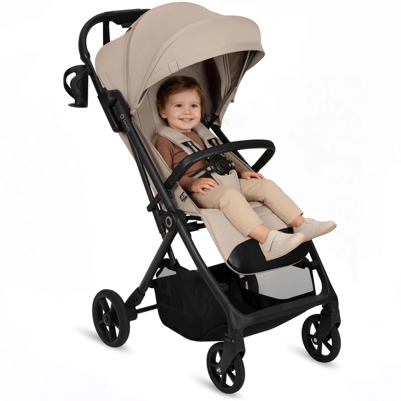Lionelo TANSI Pushchair from Birth up to 4 Years / 22 kg Lightweight Compact Stroller with One-Hand Auto-Fold, GravelTech Suspension Wheels, Reclining Seat to Lying Position, Breathable, Mosquito net