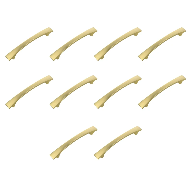 Amig - Pack of 10 Cabinet Handles - 128 mm - Brushed Gold Color - Made of Zamak - for Kitchen and Bathroom Drawers and Cabinets with Modern Decorative Style - Mod. 832