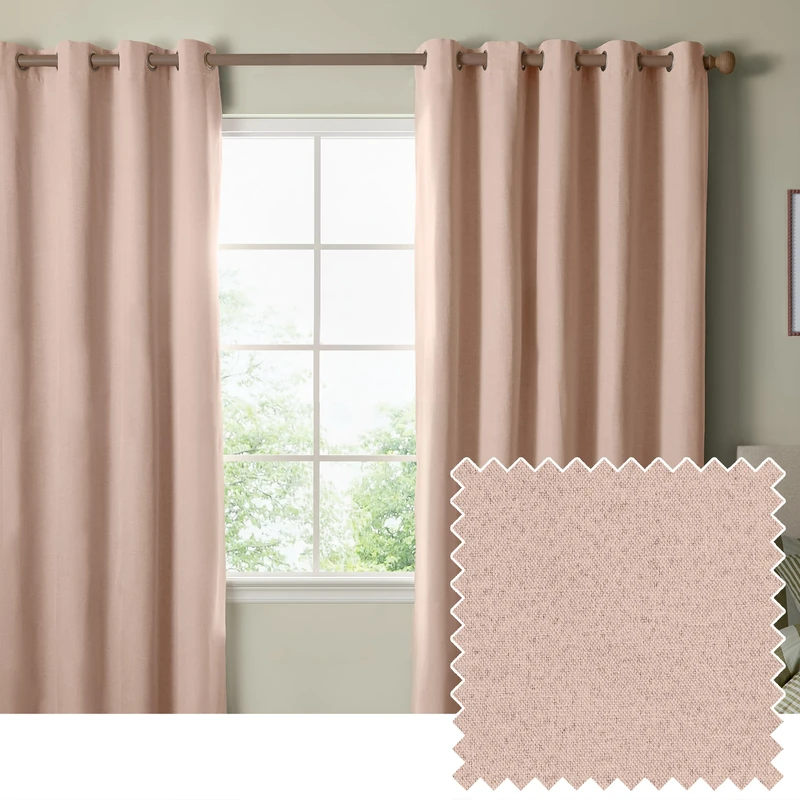 furn. The Ultimate Blackout Textured Eyelet Curtain Pair – Double Sided Woven Light Blocking Lined Curtains (Pink – Width 168 x Drop 137cm)
