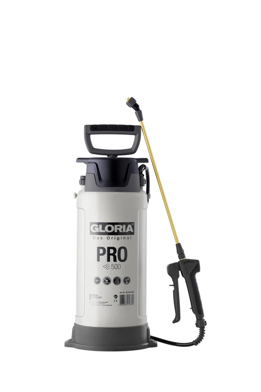 Gloria Pro 500 Pressure Sprayer | 5 L Professional Sprayer for Construction & Crafts | Oil-proof Thanks to FKM Seals | Brass Lance & Nozzle | For Primer, Oils & Wallpaper Remover | Pump Sprayer with
