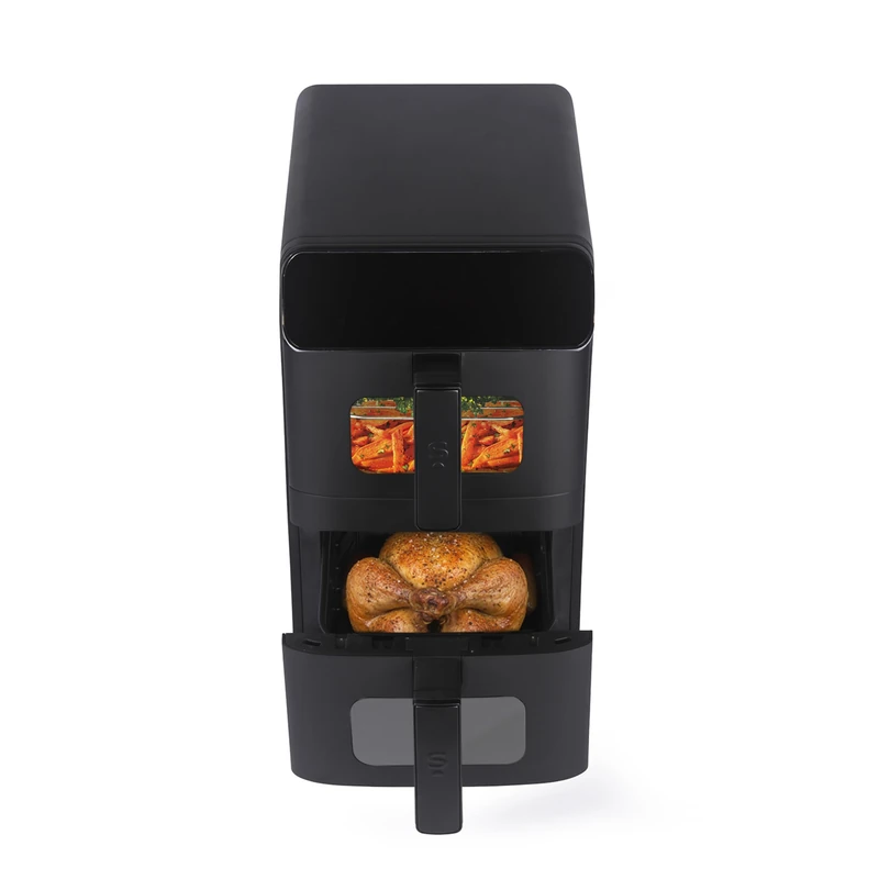 Salter VertiCook Ultra View 9L Dual Drawer Air Fryer - 2400W Vertical Space-Saving Design, Viewing Windows, Multi-Layer Cooking, Digital Touch Display, PFAS-Free Non-Stick Baskets, 9 Presets