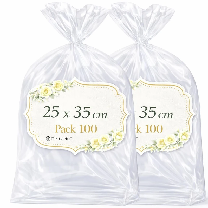 Ofituria Clear Cellophane Bags 25 x 35 cm, Large Clear Bags for Clothing and Books, Clear Bags for Gifts and Packaging, Ideal for Stores 2 Pack (200 Bags)