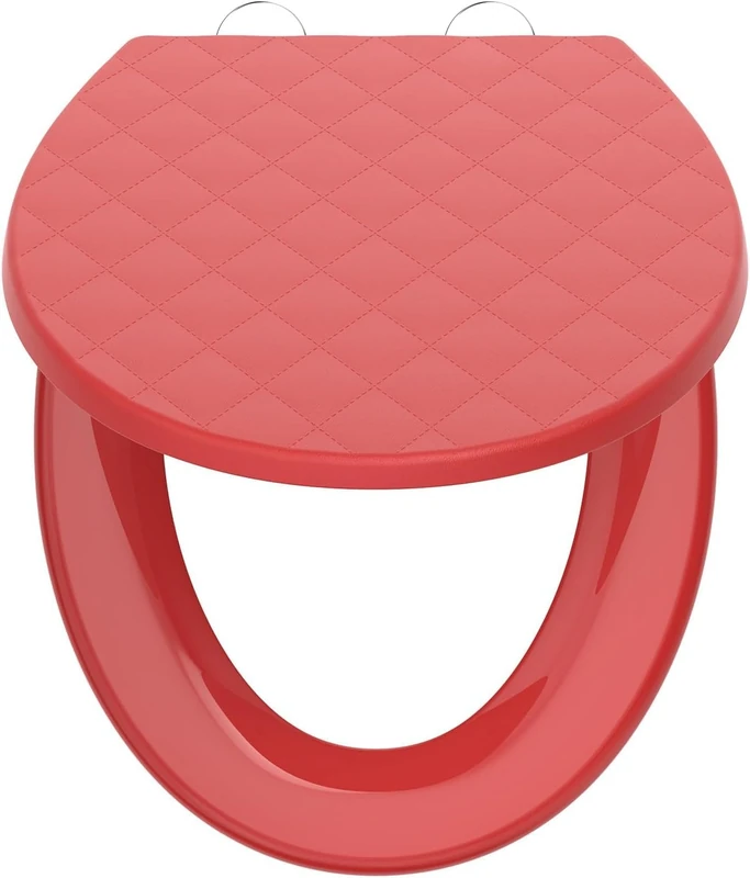 SREWOHS PRO Universal Toilet Seat Black, Soft Close O Shape with Quick Release, Adjustable Hinges, Anti-Slip Design,Red