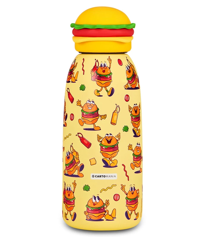 Cartomania Food Water Bottle with Moulded Cap, Yellow, 500ml, Stainless Steel, BPA Free, Airtight, Hot 12h/Cold 24h, Leakproof, School, Sport, Travel, for Kids and Adults, Gift Idea - Image 1