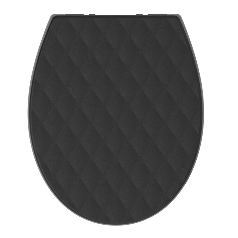 SREWOHS PRO Universal Toilet Seat Black, Soft Close O Shape with Quick Release, Adjustable Hinges, Anti-Slip Design,Black