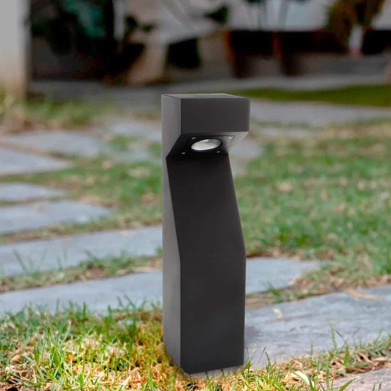 M Ledme - Teba Black 10W 1000 lm Outdoor LED Beacon with 3CCT Adjustable, COB, IP65, 60 cm. Ideal for Gardens, driveways, entrances and patios.
