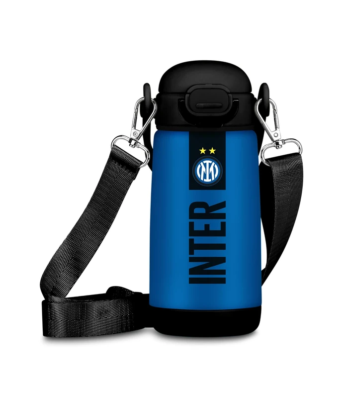 Seven Kid Inter Water Bottle, Blue, 400 ml, Stainless Steel, BPA Free, Airtight, Leak-proof, Hot 12h/Cold 24h, Shoulder Strap Included, School, Sport, Travel, for Boys Gift Idea