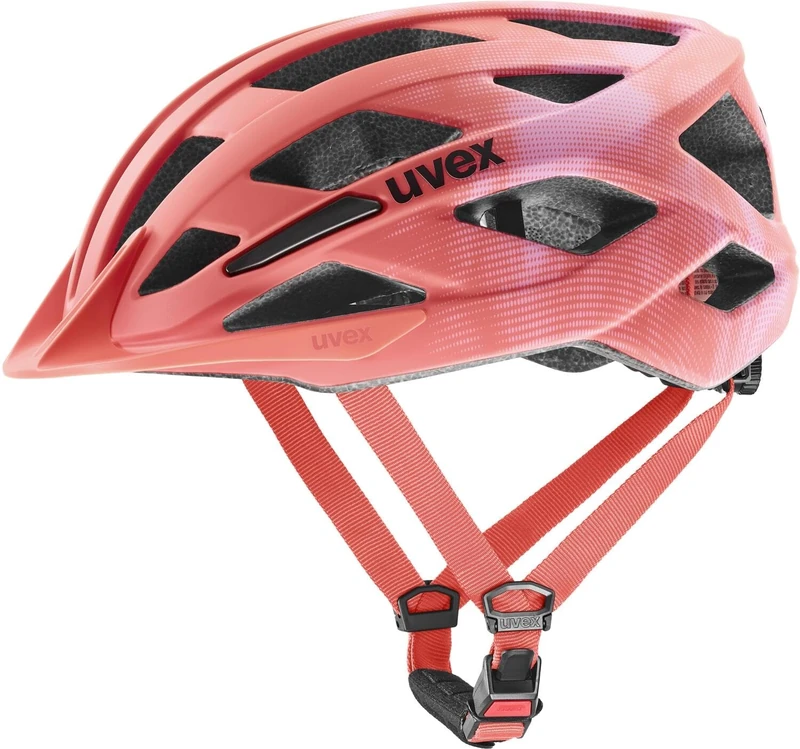 uvex air wing 2 cc - lightweight bike helmet for children - individual size adjustment - optimized ventilation - coral-strawberry matt - 52-57 cm
