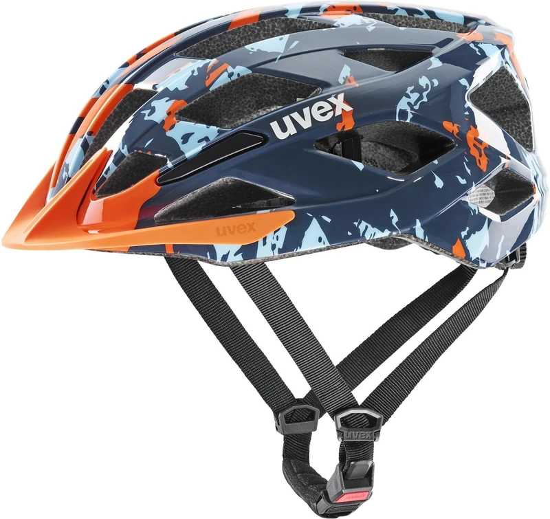uvex air wing 2 - lightweight bike helmet for children - individual size adjustment - optimized ventilation - papaya-bubble blue - 52-57 cm
