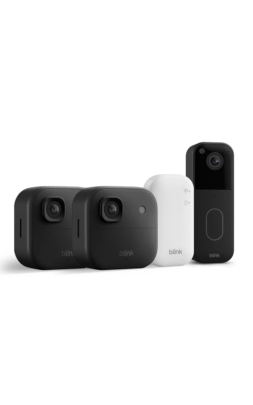 Blink Outdoor Camera 2K+ (newest gen) + Blink Video Doorbell — Wireless smart security camera, 2K video resolution, enhanced audio. Sync Module Core included — 2 camera system, Black