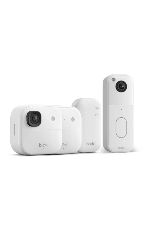 Blink Outdoor Camera 2K+ (newest gen) + Blink Video Doorbell — Wireless smart security camera, 2K video resolution, enhanced audio. Sync Module Core included — 2 camera system, White