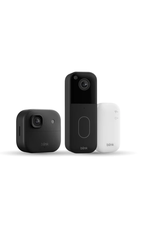 Blink Outdoor Camera 2K+ (newest gen) + Blink Video Doorbell — Wireless smart security camera, 2K video resolution, enhanced audio. Sync Module Core included — 1 camera system, Black