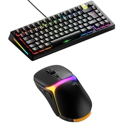 GLORIOUS Gaming GMMK 3 PRO HE 75% Prebuilt Keyboard (Black, UK Layout) & Model O 3 Wireless Mouse (Black) Bundle - Hall Effect Rapid Trigger, 8K Polling, Ultralight 66g