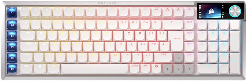 Corsair VANGUARD AIR 99 WIRELESS Low-Profile Optical-Mechanical RGB Gaming Keyboard – QWERTY UK, 99% Layout, OPX Switches, 8000Hz Hyper-Polling, Stream Deck Integration, Flashtap SOCD – White