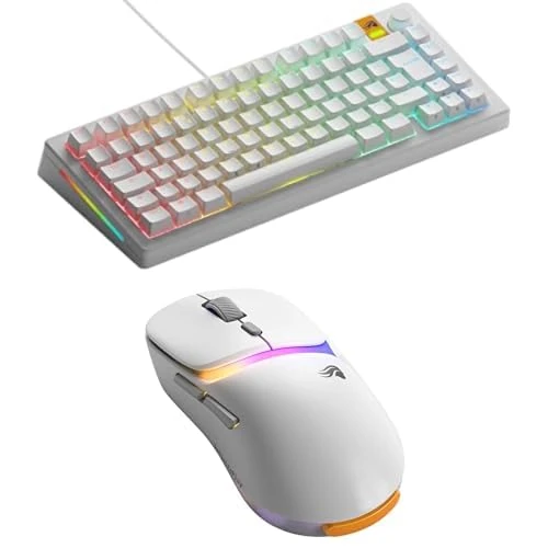 GLORIOUS Gaming GMMK 3 75% HE Prebuilt Keyboard (White, UK Layout) & Model D 3 Wireless Mouse (White) Bundle - Magnetic Switches, Ergonomic Mouse, 8K Polling Rate - Image 1
