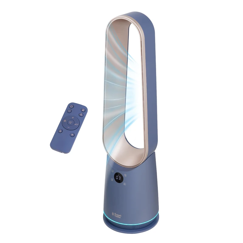 Russell Hobbs Smart Bladeless Cooling Fan in Opulence, 9 Speed Settings, 3 Modes, Touch Controlled Buttons, WiFi Enabled, LED Display with Remote, 80° Oscillation Function, 80cm Tall, RHBLDLC25BLSM