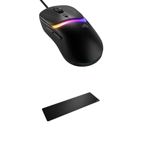 GLORIOUS Gaming Model D 3 Wired Mouse (Black) & Mouse Pad 2 (Large Extended, Black) Bundle - 8K Polling, Lightweight Ergo, Desk Mat