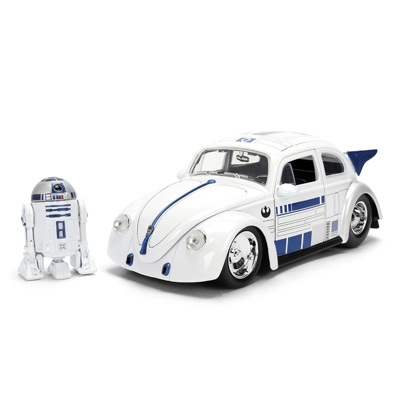 Jada Toys Star Wars Car R2-D2 VW Drag Beetle (Approx. 19 cm) - Metal Model Car in 1:24 Scale with Die-Cast Figure, for Collectors & Children from 8 Years, Officially Licensed
